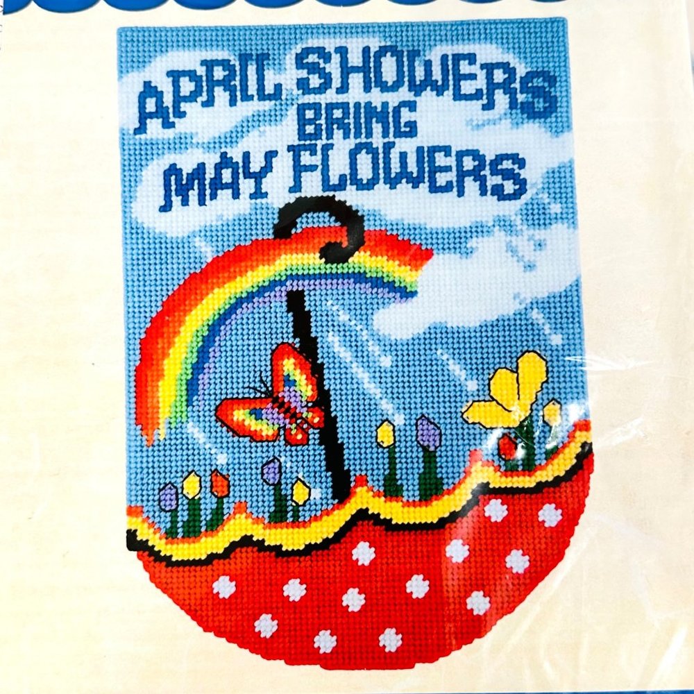 April Showers Plastic Canvas Wall Hanging Kit - 12" x 18" - New/Sealed (2013)